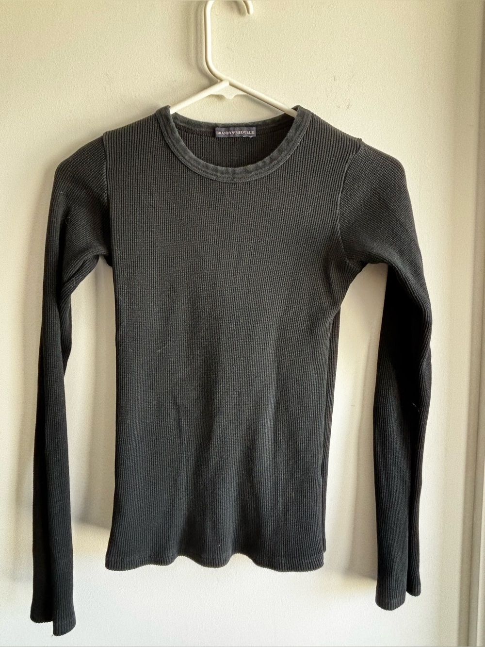 Brandy Melville Black Ribbed Crewneck Sweater